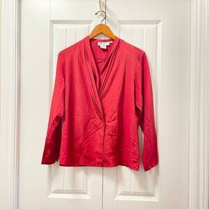 Vintage Braemar by Jeremy Scott Draped Blazer Button Blouse  Red